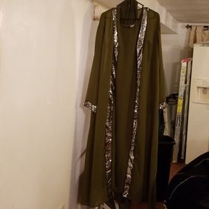 3 PC long dress, coat and scarf